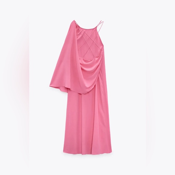 Zara dress cape oversize kimono blogger pink maxi long wedding party summer - Picture 13 of 13